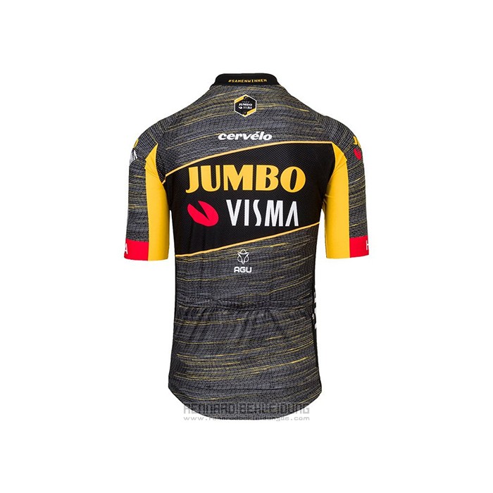 2021 Fahrradbekleidung Jumbo Visma Shwarz Gelb Trikot Kurzarm und Tragerhose